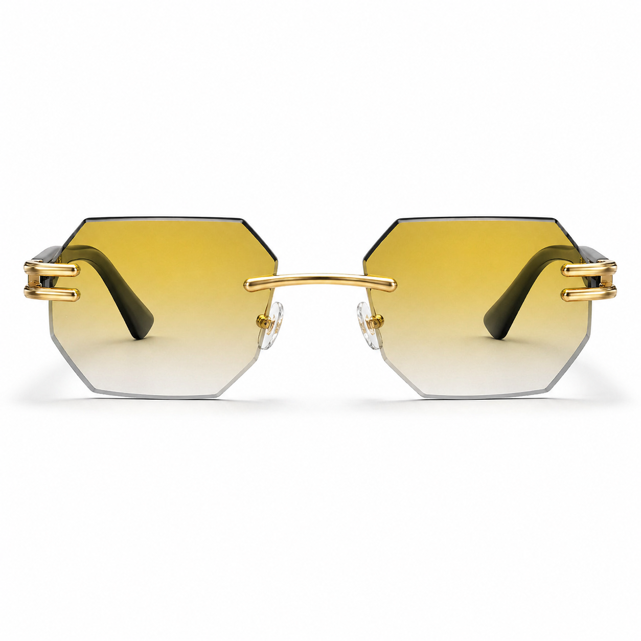 CATERSIDE New Men's Frameless Sunglasses Fashion Polygonal Gradient Mirror Lenses Metal Frame Women's Party Outdoor Sun Glasses