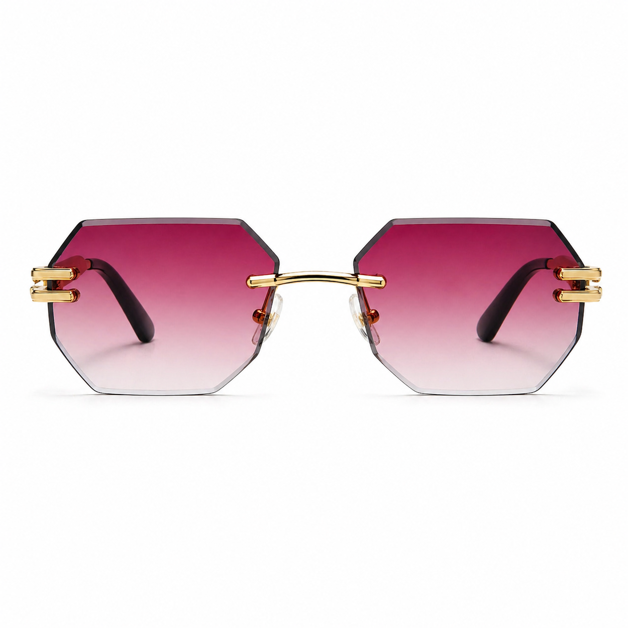 CATERSIDE New Men's Frameless Sunglasses Fashion Polygonal Gradient Mirror Lenses Metal Frame Women's Party Outdoor Sun Glasses