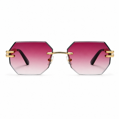 CATERSIDE New Men's Frameless Sunglasses Fashion Polygonal Gradient Mirror Lenses Metal Frame Women's Party Outdoor Sun Glasses